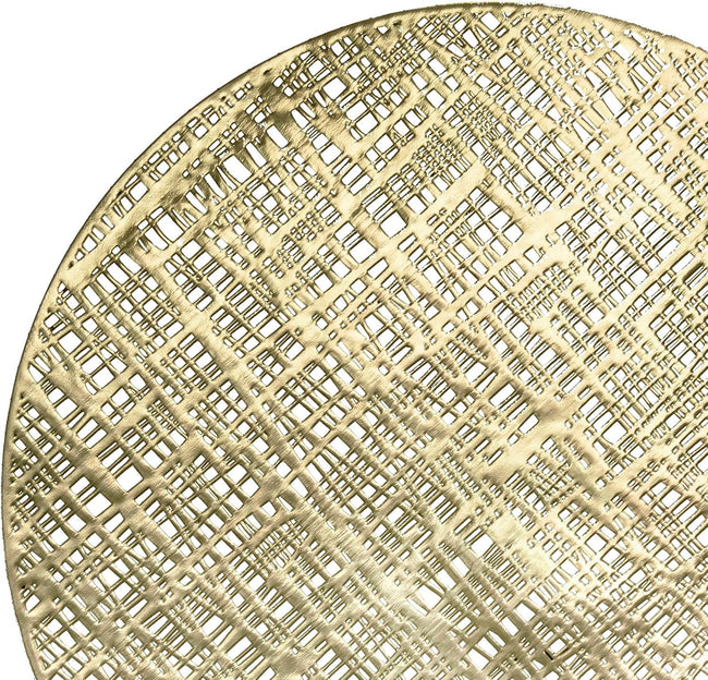 " OCCASIONS " 40 Pieces Pack Pressed Vinyl Metallic Placemats/Wedding Accent Centerpiece Placemat (Round Linen Gold) Main Image
