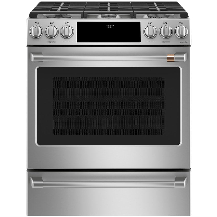 Cafe 30 Inch Wide 5.6 Cu. Ft. Slide In Gas Range with Griddle and Convection