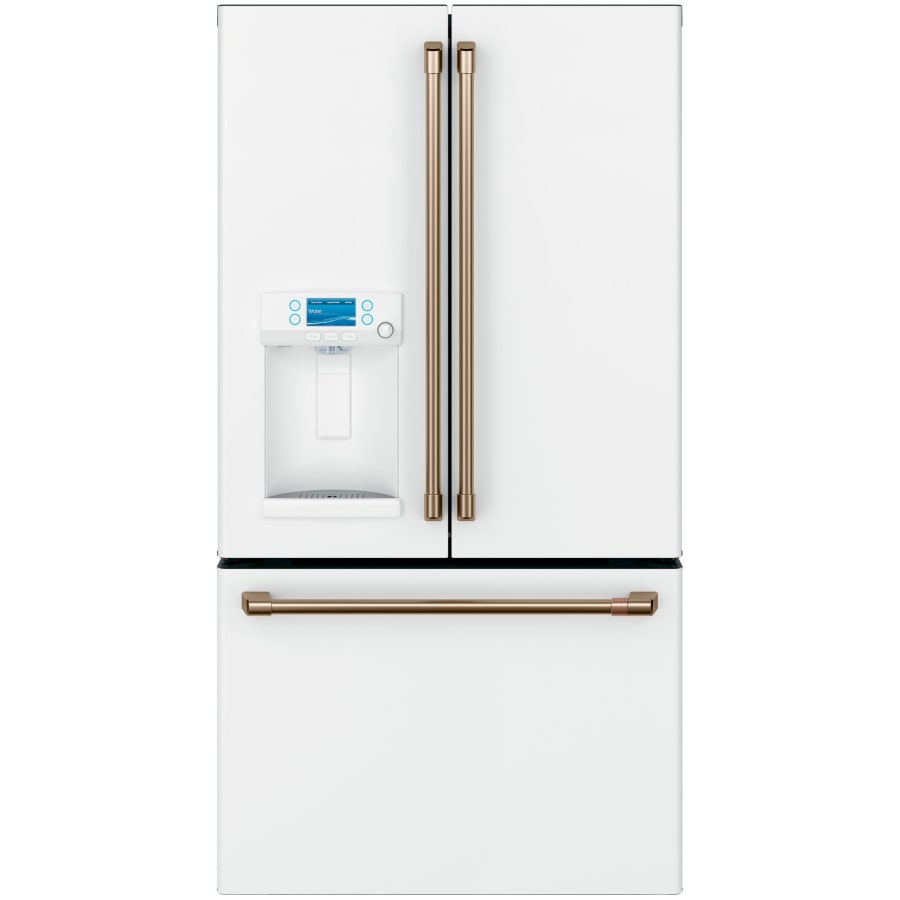 Cafe 36 Inch Wide 22.2 Cu. Ft. Counter Depth French Door Refrigerator with Turbo Cool and Hot Water Dispenser