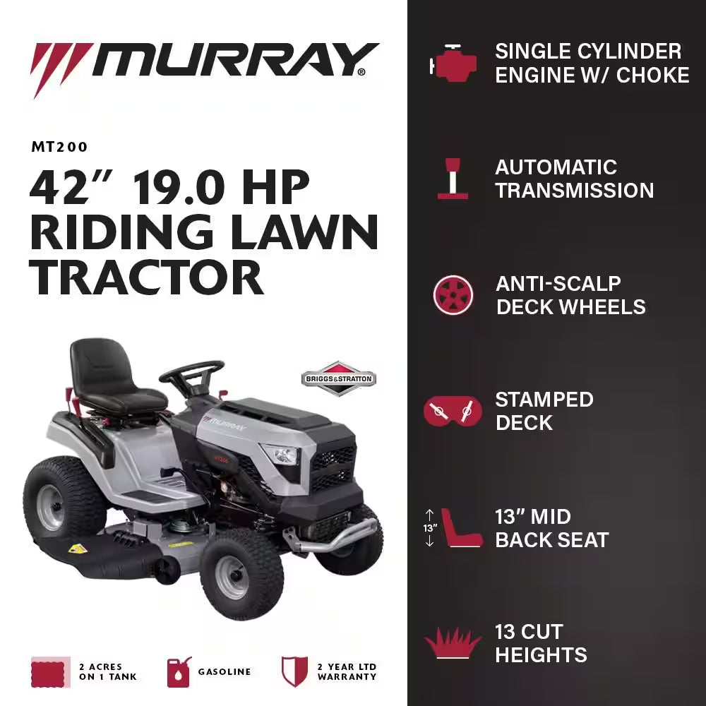 Murray MT200 106.7 cm Gas Automatic Riding Lawn Tractor Mower