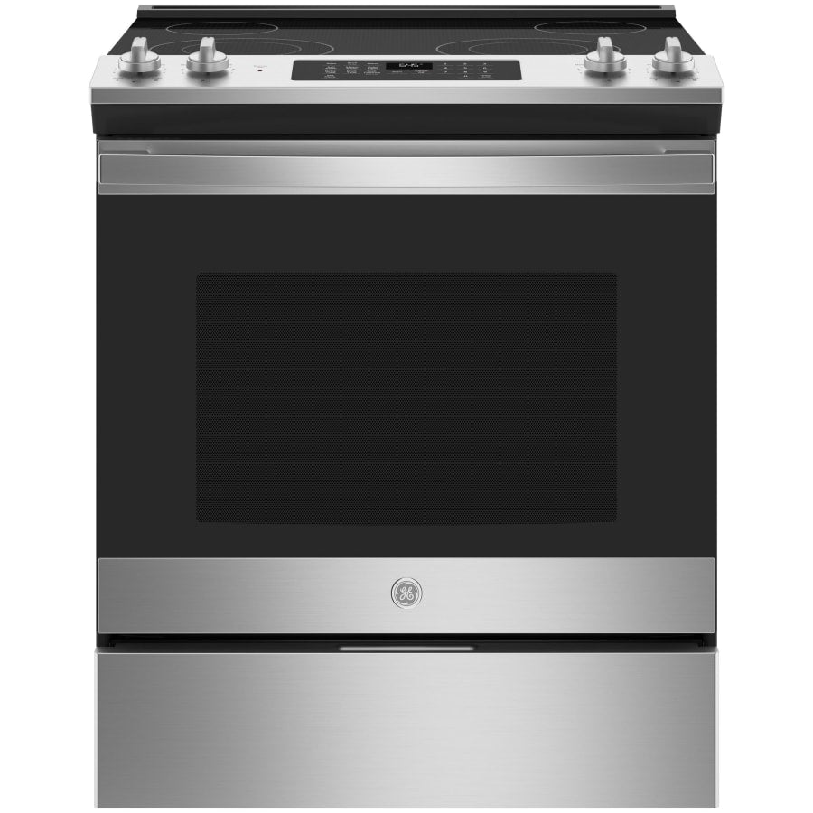 GE 30 Inch Wide 5.3 Cu. Ft. Slide In Electric Range with Dual Element Baking and Two Power Burners